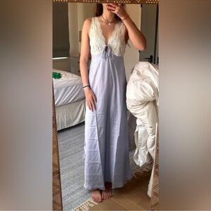 Free People Countryside Lace Maxi Dress Satin Purple Cream Small